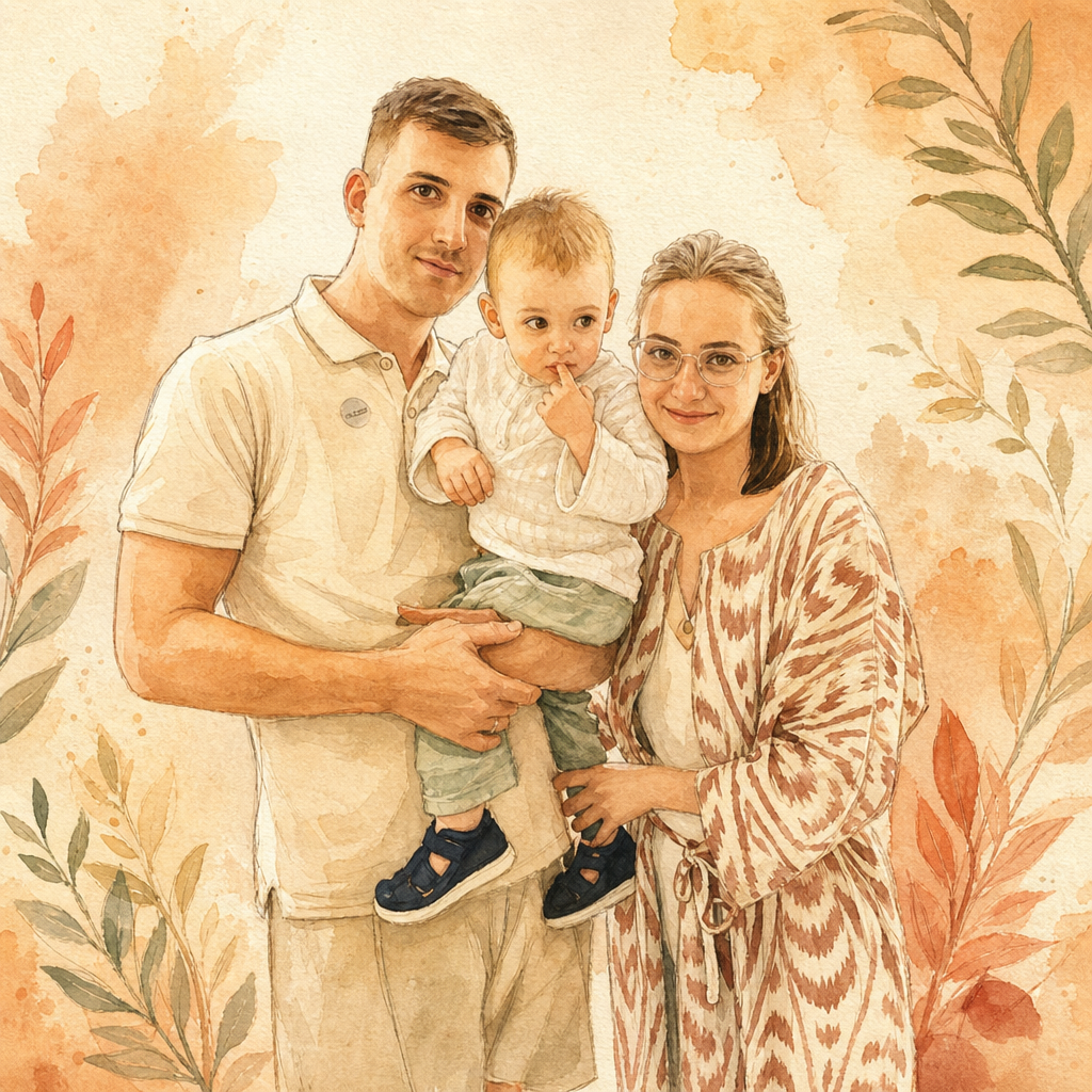 Саша, Карина и их сын Георгий